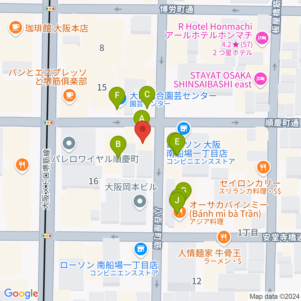 南船場CELL周辺のファミレス・ファーストフード一覧地図