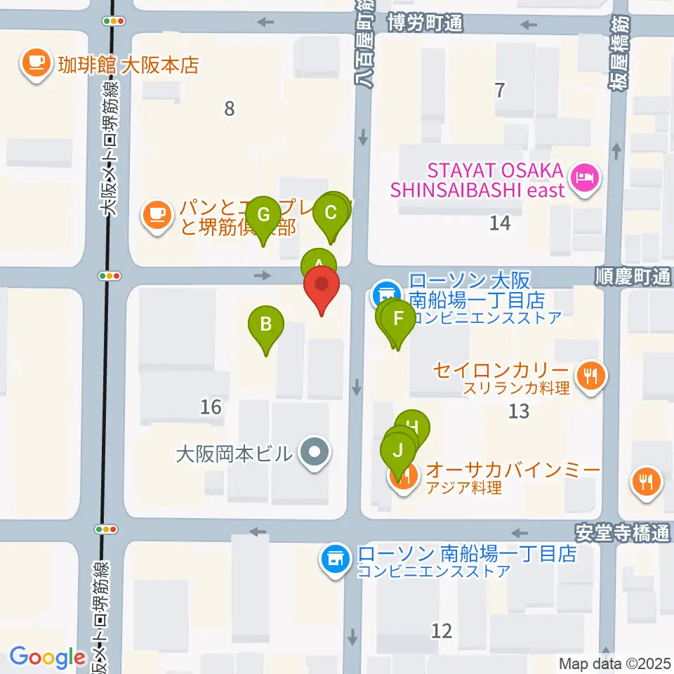南船場CELL周辺のファミレス・ファーストフード一覧地図
