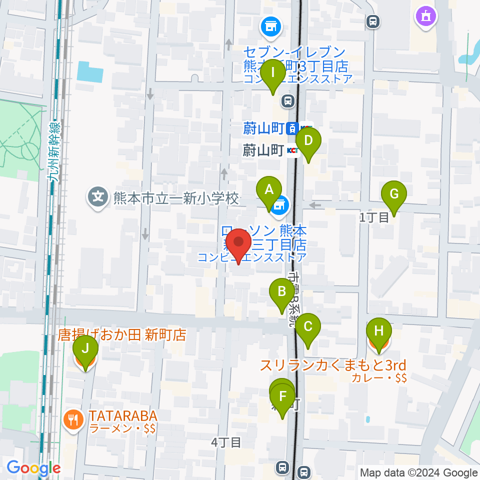 劉福君 九州二胡教室周辺のファミレス・ファーストフード一覧地図