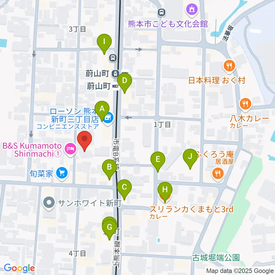 劉福君 九州二胡教室周辺のファミレス・ファーストフード一覧地図