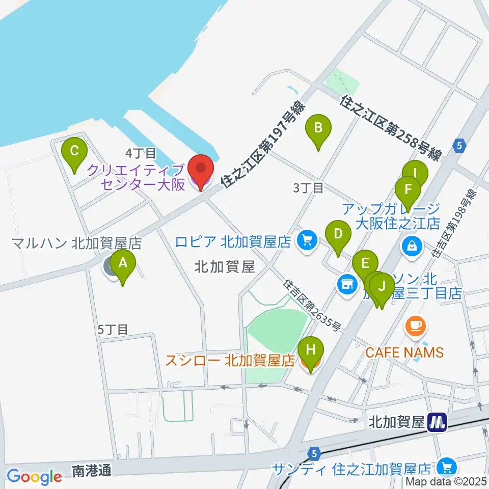 クリエイティブセンター大阪周辺のファミレス・ファーストフード一覧地図