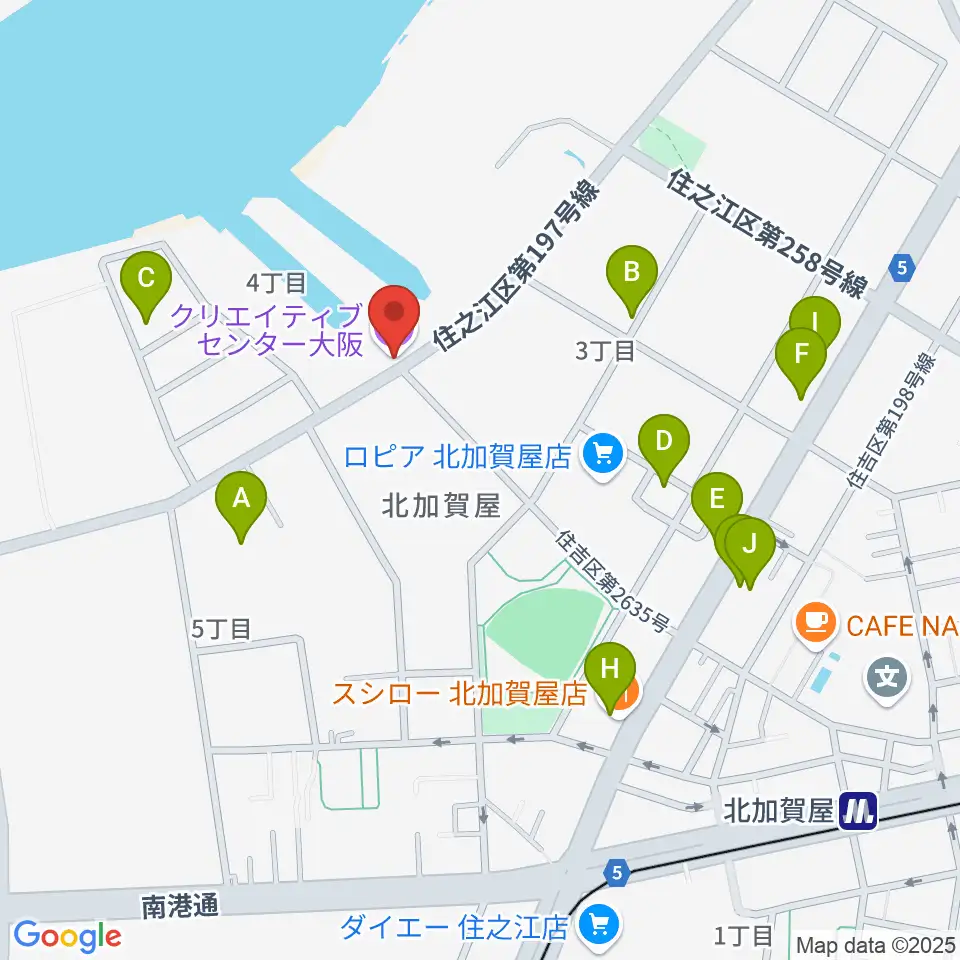 クリエイティブセンター大阪周辺のファミレス・ファーストフード一覧地図