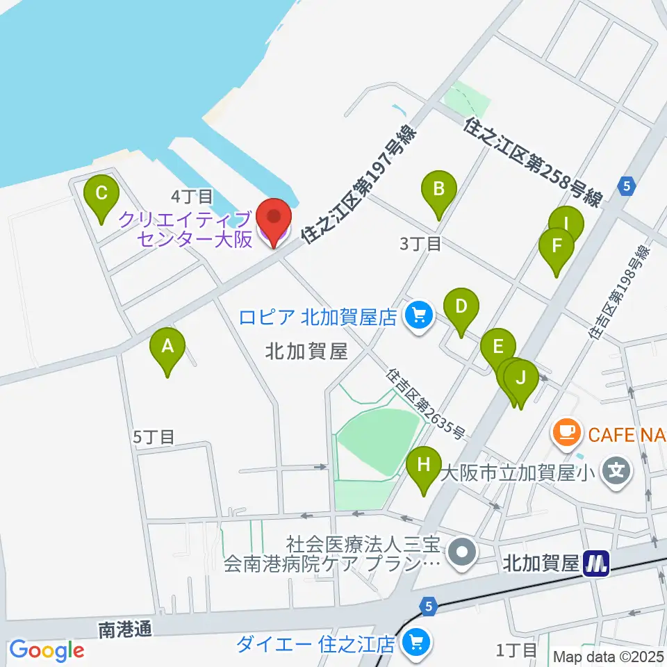 クリエイティブセンター大阪周辺のファミレス・ファーストフード一覧地図