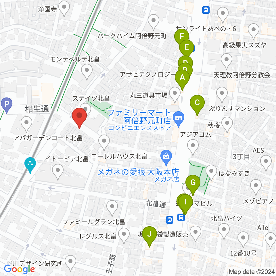 ベル音楽サロン周辺のファミレス・ファーストフード一覧地図