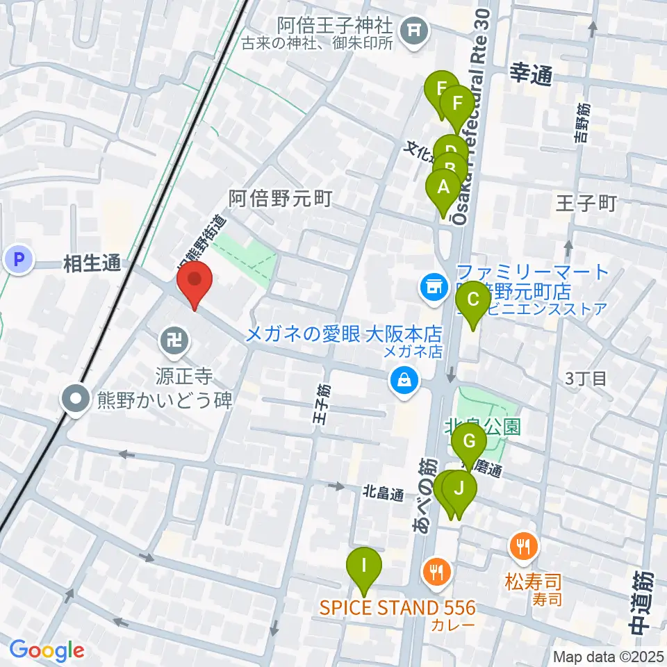 ベル音楽サロン周辺のファミレス・ファーストフード一覧地図