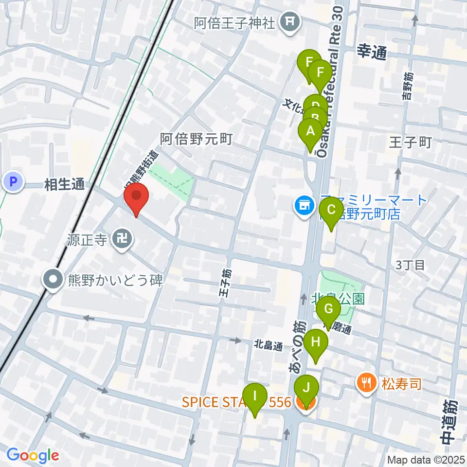 ベル音楽サロン周辺のファミレス・ファーストフード一覧地図