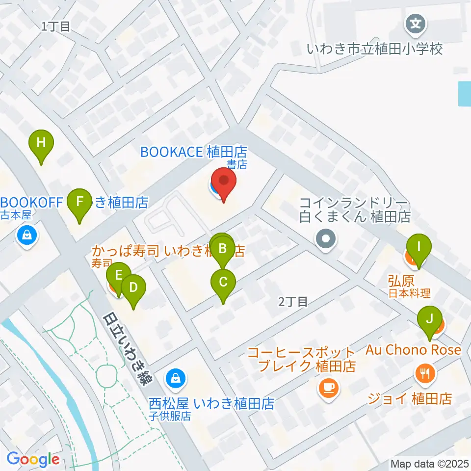ブックエース植田店周辺のファミレス・ファーストフード一覧地図