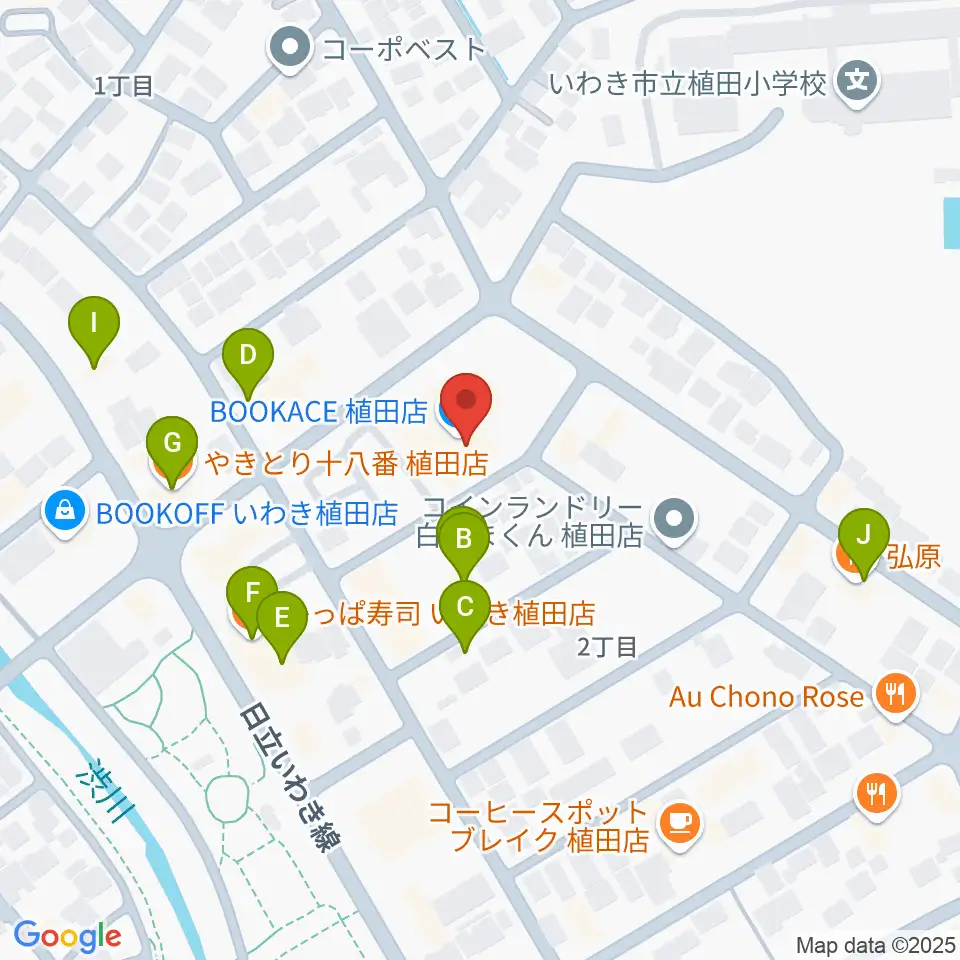 ブックエース植田店周辺のファミレス・ファーストフード一覧地図