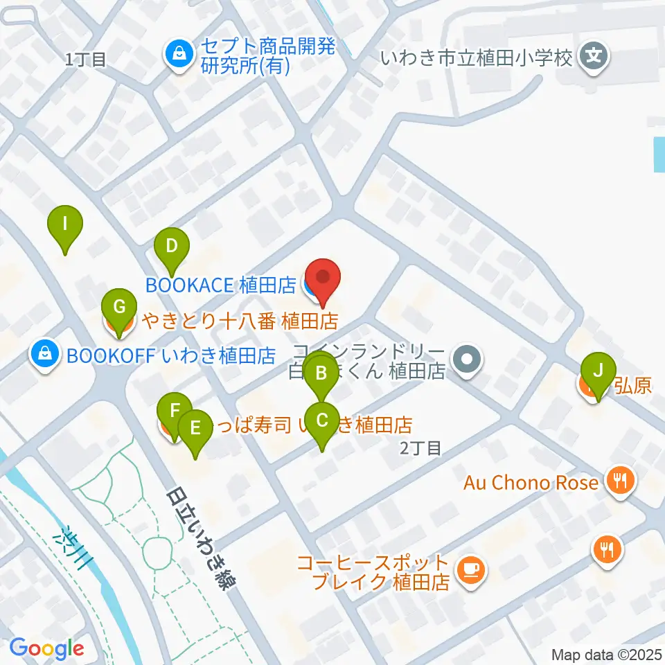 ブックエース植田店周辺のファミレス・ファーストフード一覧地図