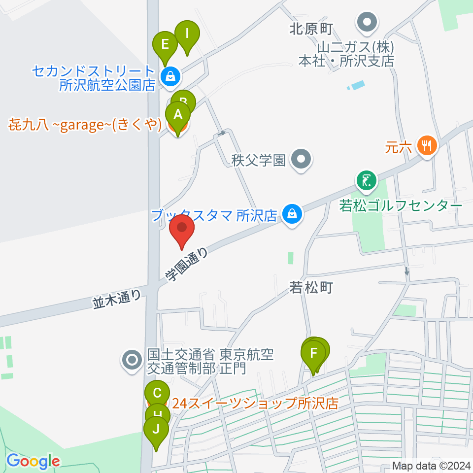 ピアノ教室Carol周辺のファミレス・ファーストフード一覧地図