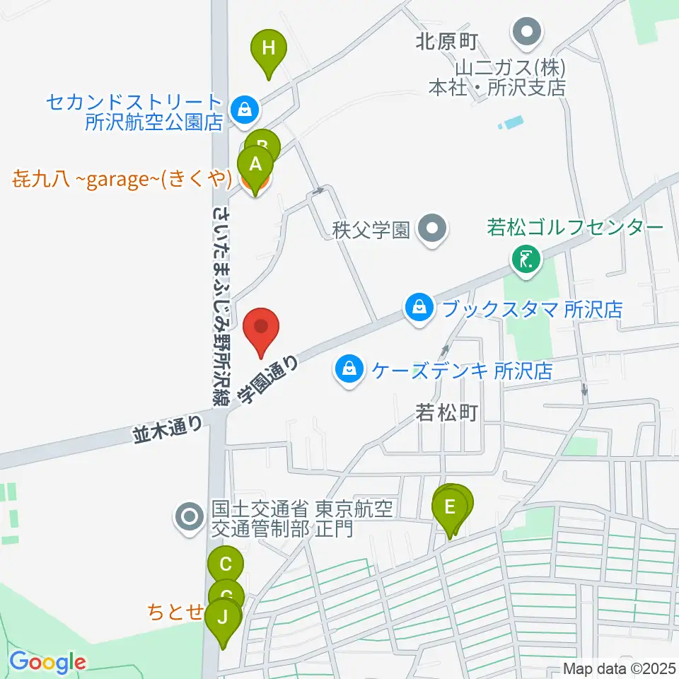 ピアノ教室Carol周辺のファミレス・ファーストフード一覧地図