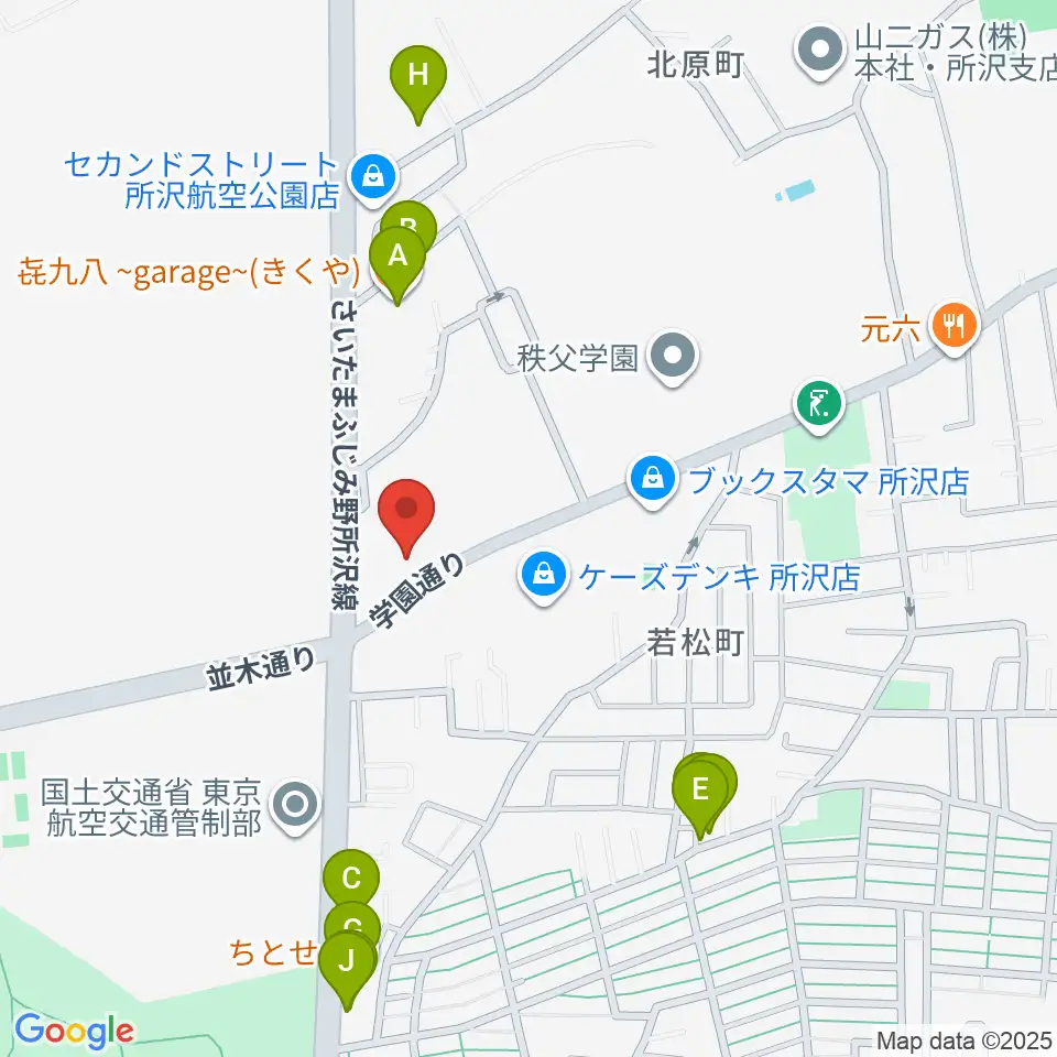ピアノ教室Carol周辺のファミレス・ファーストフード一覧地図