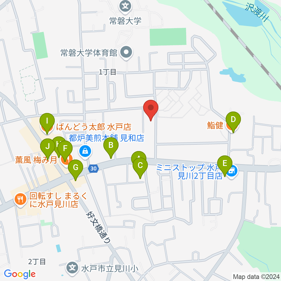 マルカート音楽教室周辺のファミレス・ファーストフード一覧地図