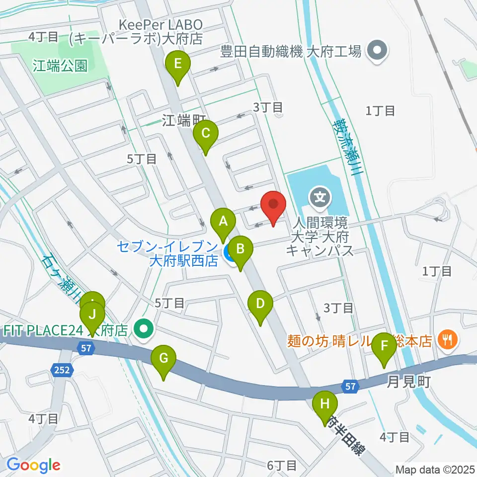 音楽教室ルチェンテ周辺のファミレス・ファーストフード一覧地図
