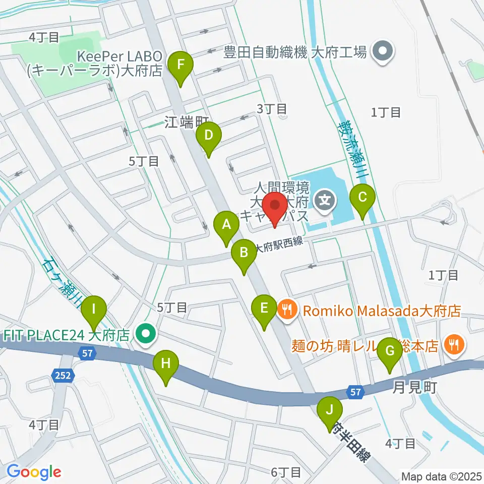 音楽教室ルチェンテ周辺のファミレス・ファーストフード一覧地図