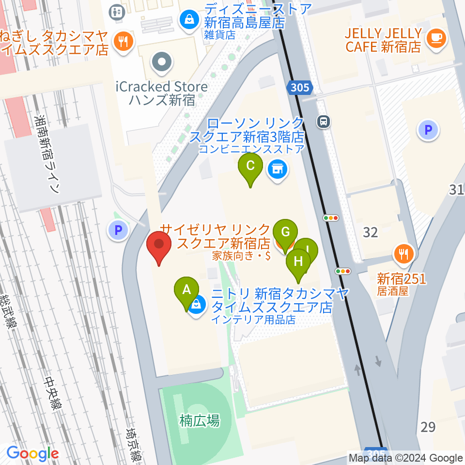 紀伊國屋サザンシアターTAKASHIMAYA周辺のファミレス・ファーストフード一覧地図