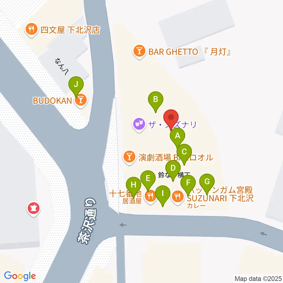 ザ・スズナリ周辺のファミレス・ファーストフード一覧地図