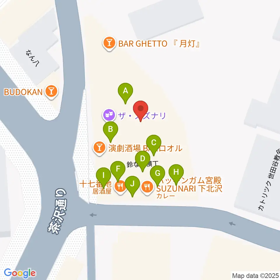 ザ・スズナリ周辺のファミレス・ファーストフード一覧地図