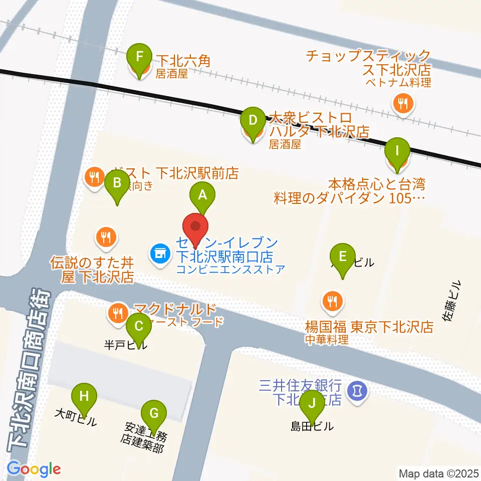 駅前劇場周辺のファミレス・ファーストフード一覧地図