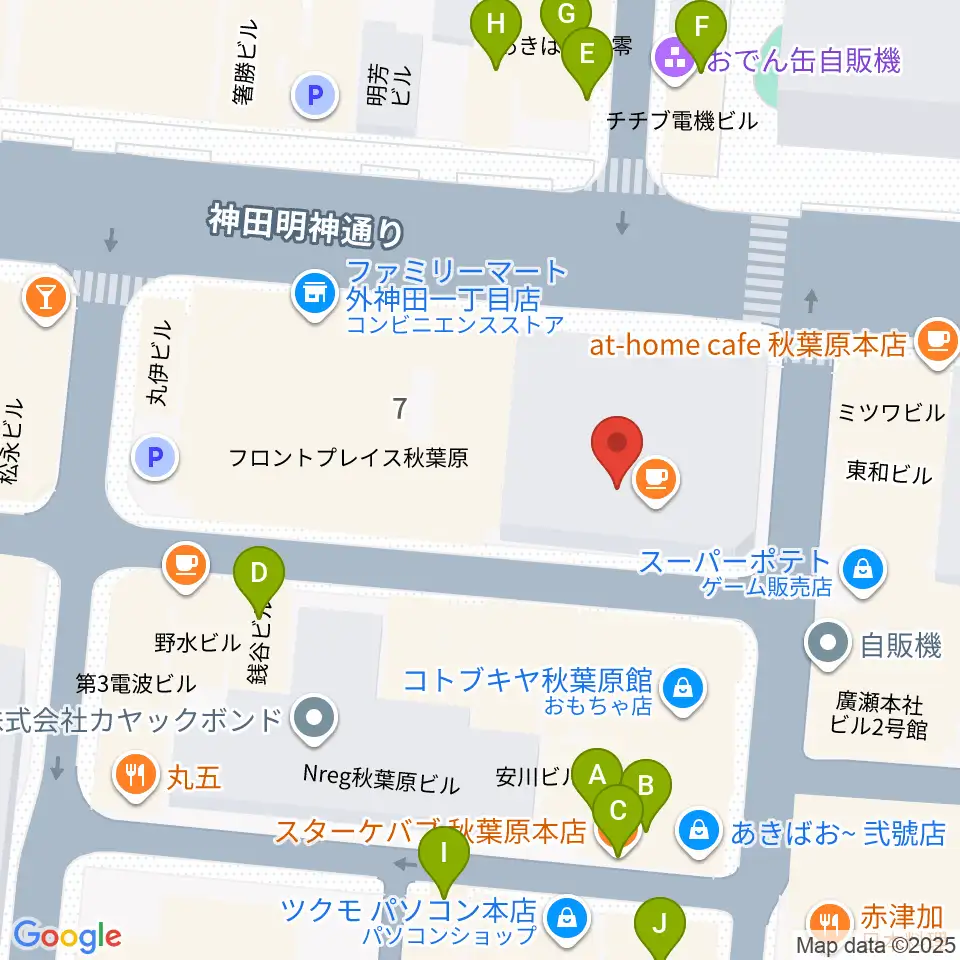 AKIBAカルチャーズ劇場周辺のファミレス・ファーストフード一覧地図