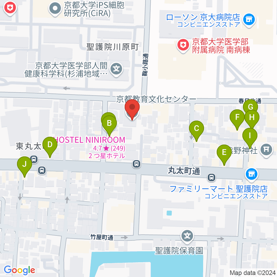 京都教育文化センター周辺のファミレス・ファーストフード一覧地図