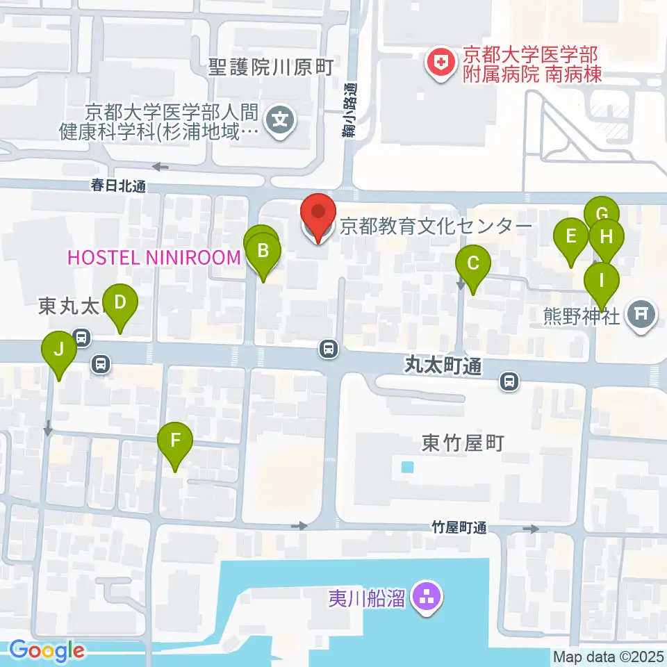 京都教育文化センター周辺のファミレス・ファーストフード一覧地図