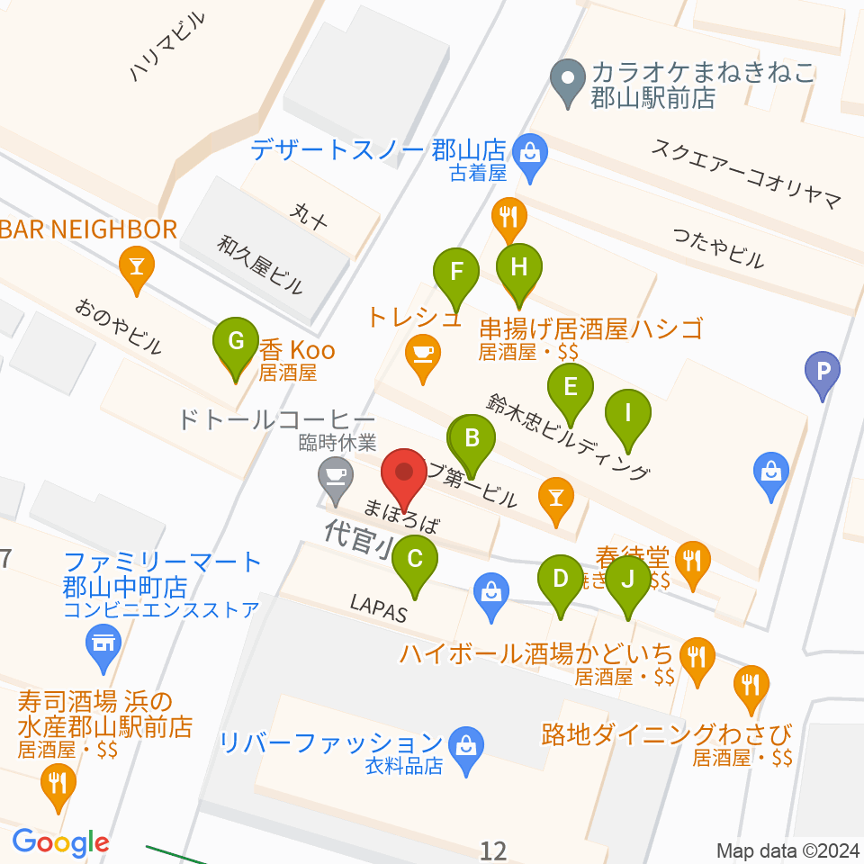 studio tissue★box周辺のファミレス・ファーストフード一覧地図