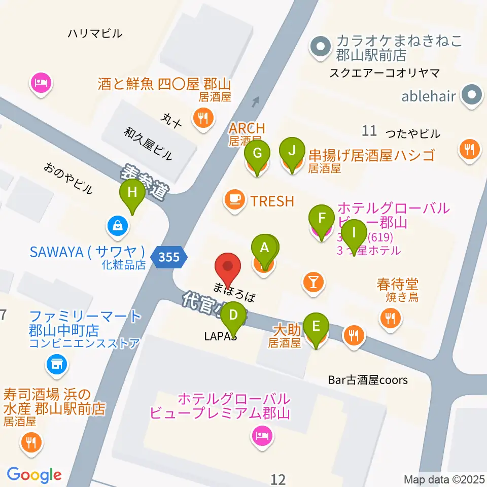 studio tissue★box周辺のファミレス・ファーストフード一覧地図