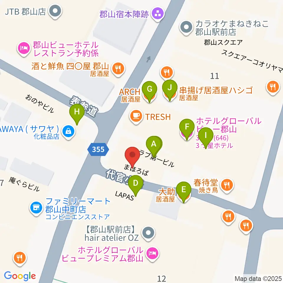 studio tissue★box周辺のファミレス・ファーストフード一覧地図