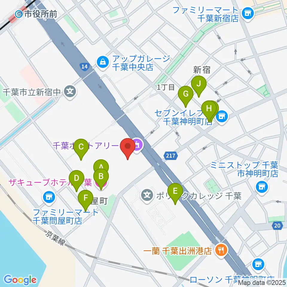千葉ポートアリーナ周辺のファミレス・ファーストフード一覧地図
