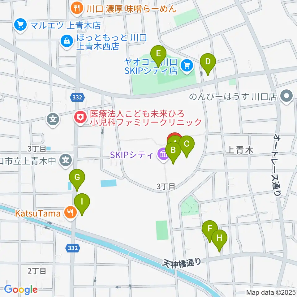 SKIPシティ彩の国ビジュアルプラザ周辺のファミレス・ファーストフード一覧地図