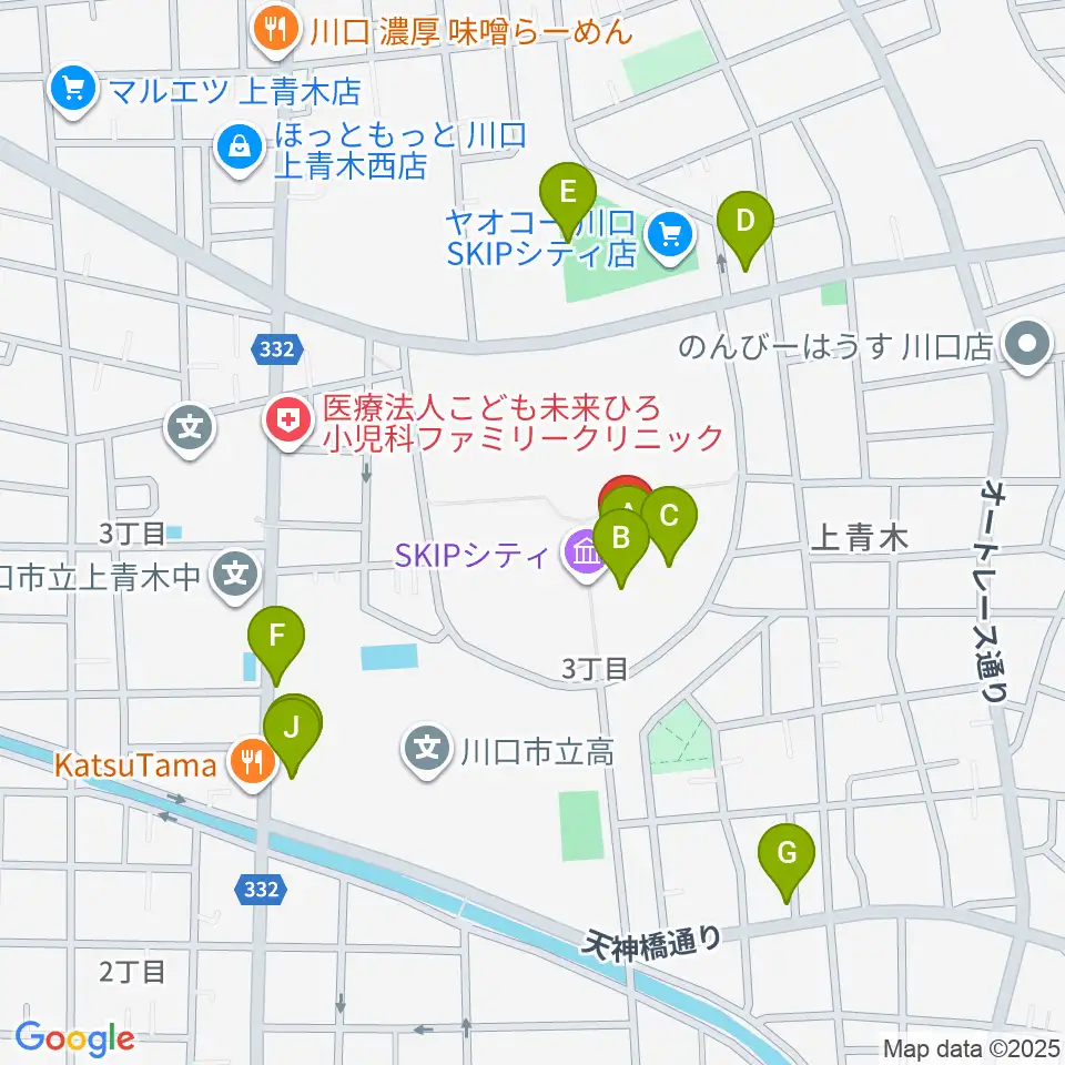 SKIPシティ彩の国ビジュアルプラザ周辺のファミレス・ファーストフード一覧地図
