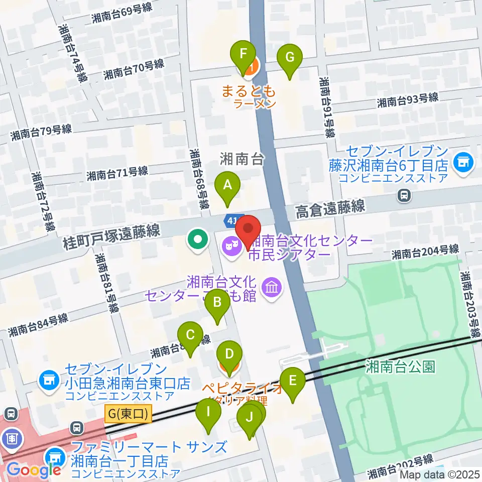 湘南台文化センター市民シアター周辺のファミレス・ファーストフード一覧地図
