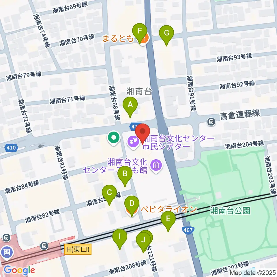 湘南台文化センター市民シアター周辺のファミレス・ファーストフード一覧地図
