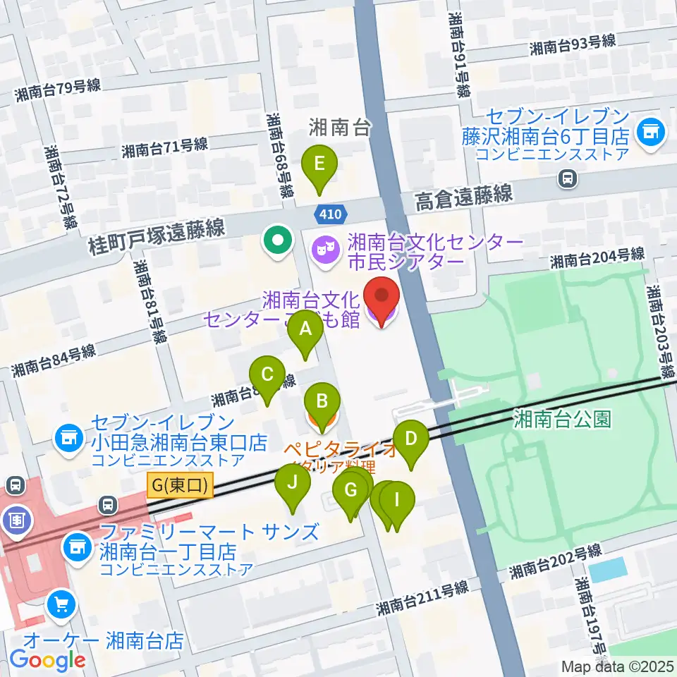 湘南台文化センターこども館周辺のファミレス・ファーストフード一覧地図