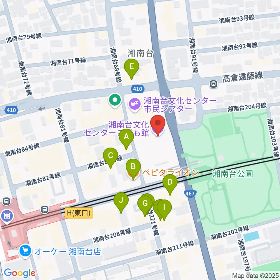 湘南台文化センターこども館周辺のファミレス・ファーストフード一覧地図