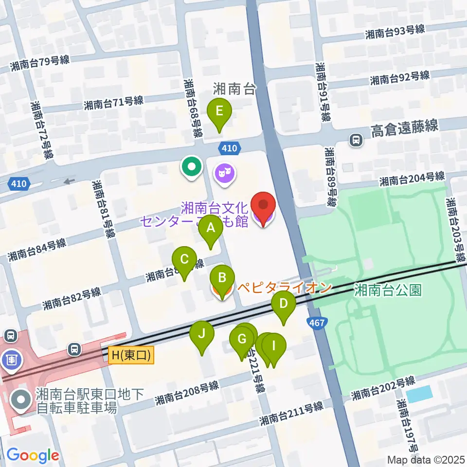 湘南台文化センターこども館周辺のファミレス・ファーストフード一覧地図