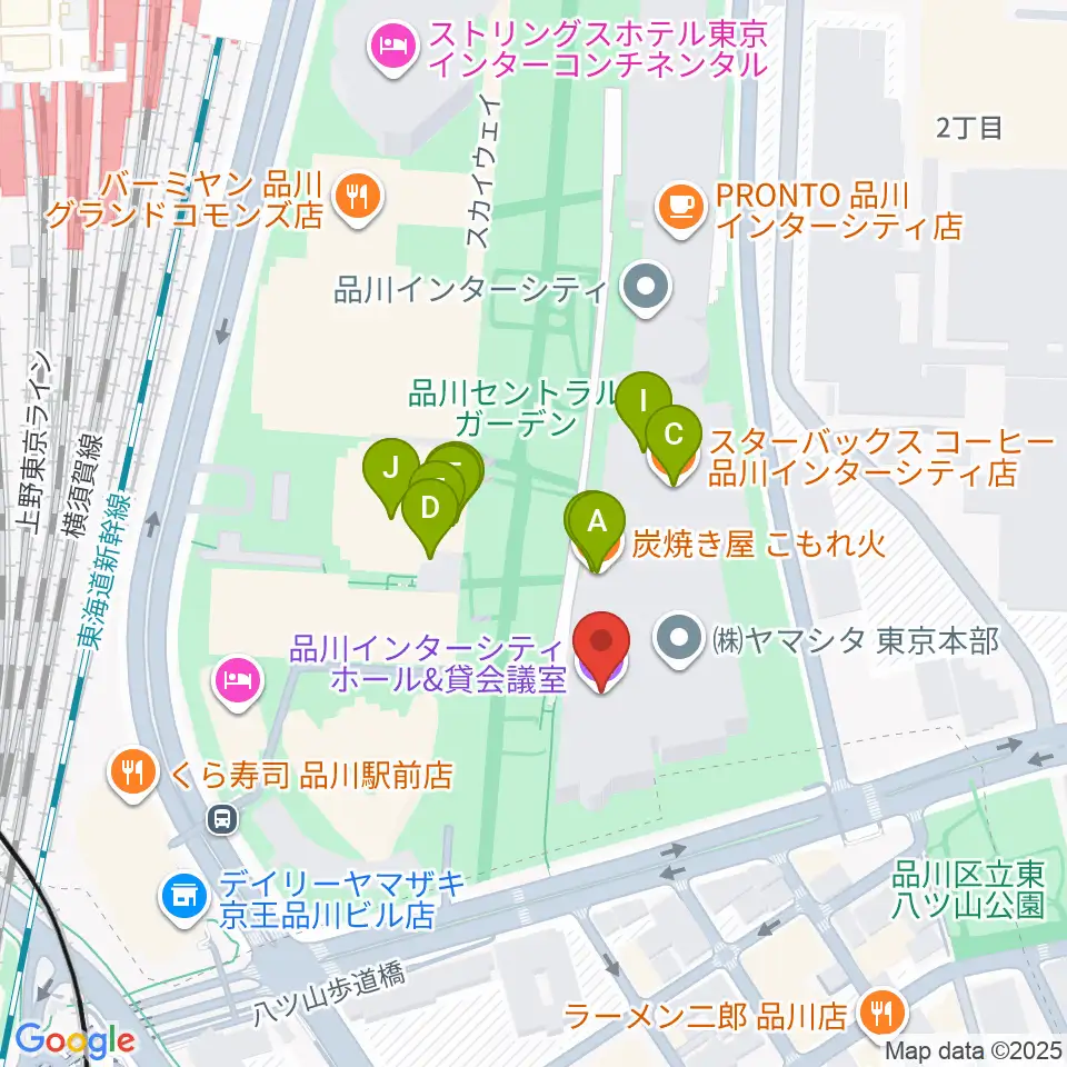 品川インターシティホール周辺のファミレス・ファーストフード一覧地図