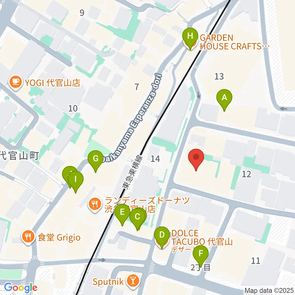 シアター代官山周辺のファミレス・ファーストフード一覧地図