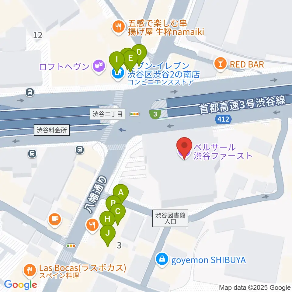 ベルサール渋谷ファースト周辺のファミレス・ファーストフード一覧地図