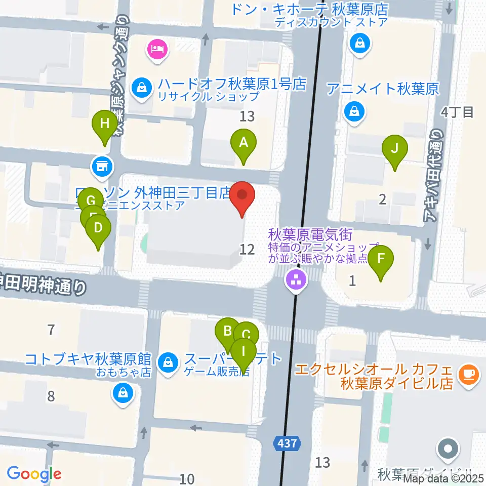 ベルサール秋葉原周辺のファミレス・ファーストフード一覧地図
