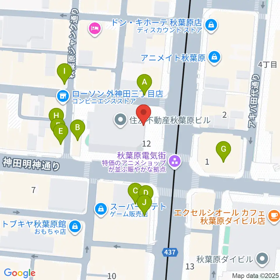ベルサール秋葉原周辺のファミレス・ファーストフード一覧地図