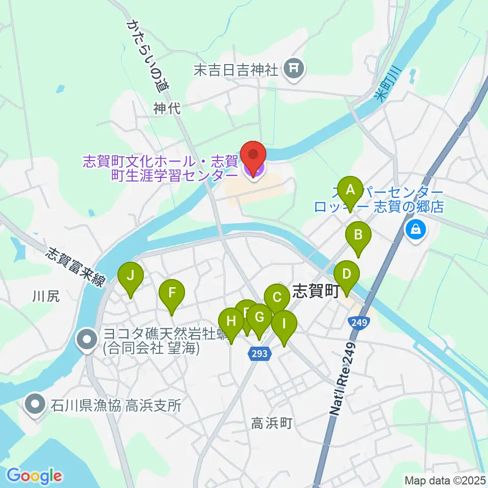 志賀町文化ホール・生涯学習センター周辺のファミレス・ファーストフード一覧地図