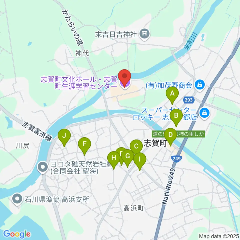 志賀町文化ホール・生涯学習センター周辺のファミレス・ファーストフード一覧地図