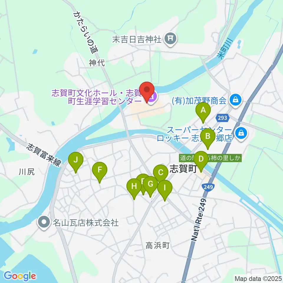 志賀町文化ホール・生涯学習センター周辺のファミレス・ファーストフード一覧地図