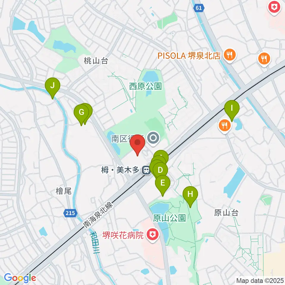 堺市立栂文化会館周辺のファミレス・ファーストフード一覧地図
