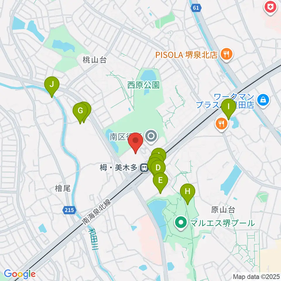 堺市立栂文化会館周辺のファミレス・ファーストフード一覧地図