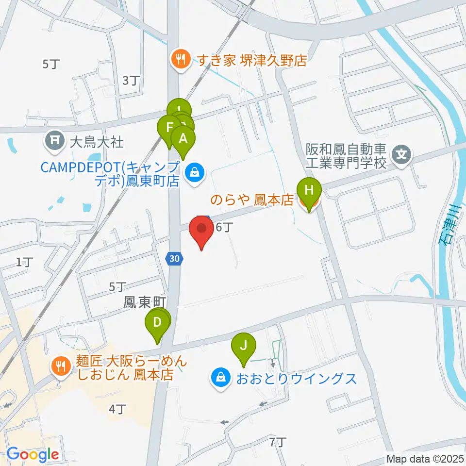 堺市西文化会館ウェスティ周辺のファミレス・ファーストフード一覧地図