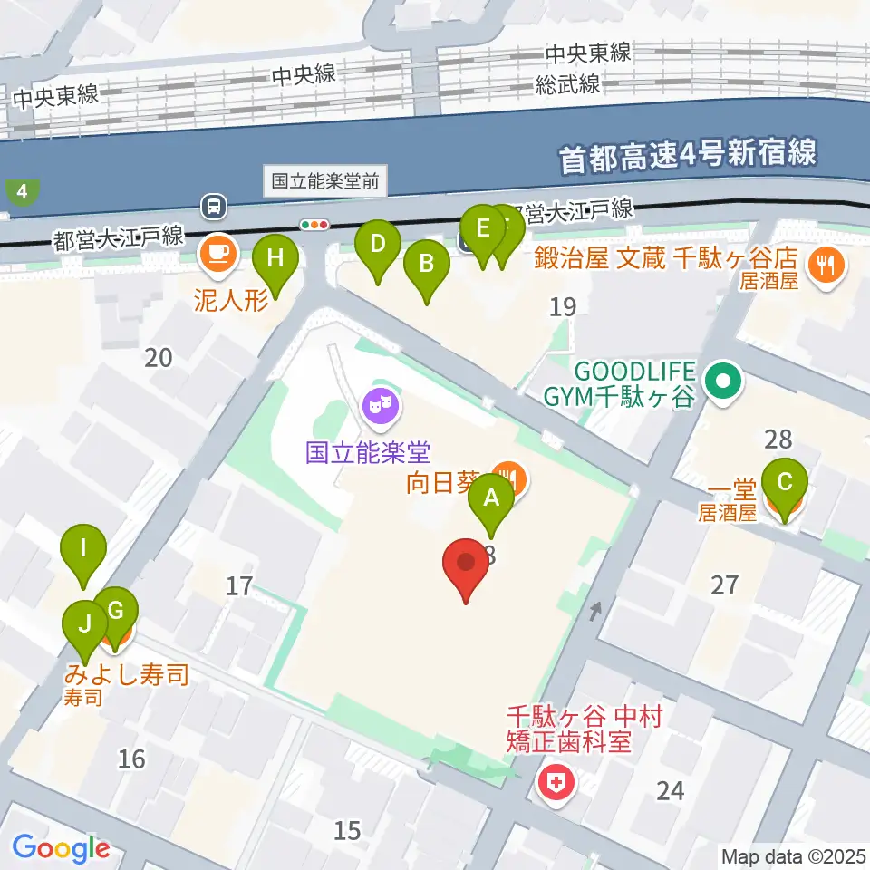 国立能楽堂周辺のファミレス・ファーストフード一覧地図
