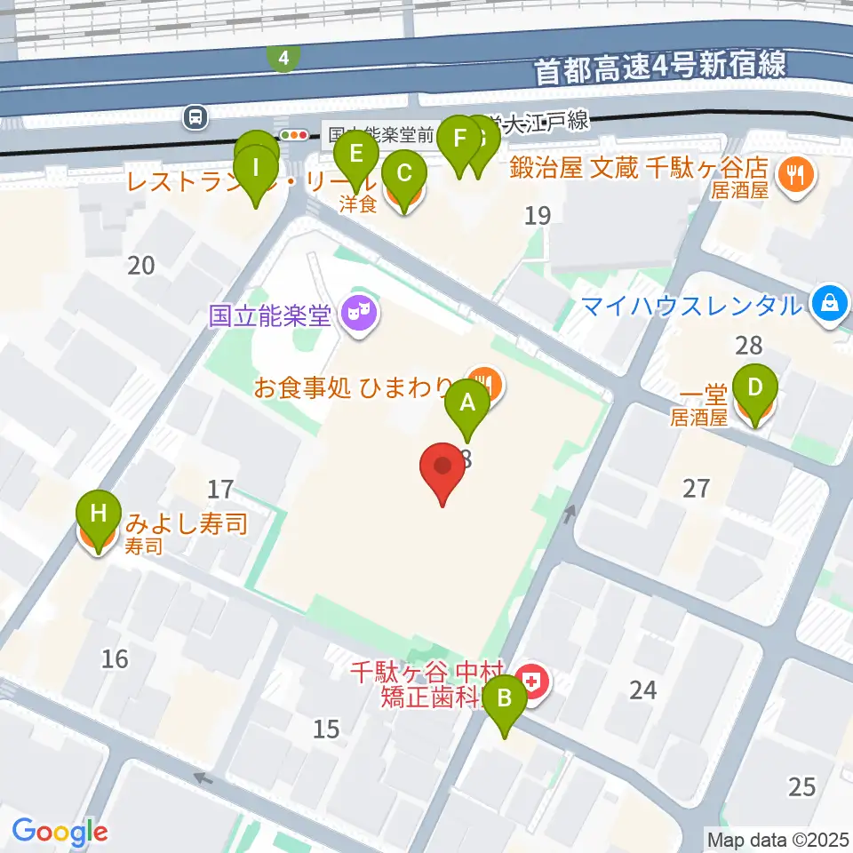 国立能楽堂周辺のファミレス・ファーストフード一覧地図